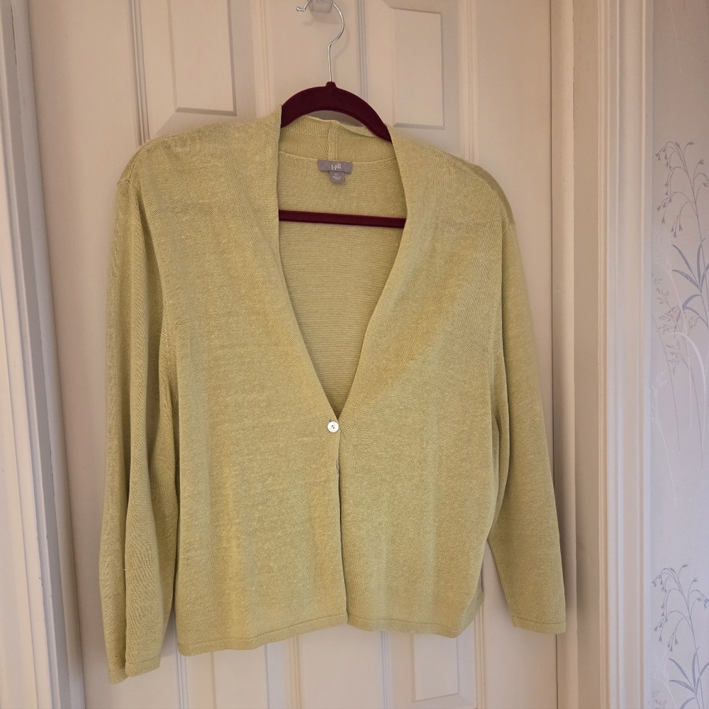 J. Jill Soft Yellow Green Cropped Cardigan